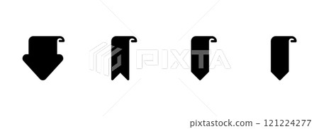 Simple vector icon on a theme tape, arrow, bookmark Simple vector icon on a theme tape, arrow, bookmark 121224277