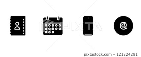 Simple vector icon on a theme contact, mobile, mail 121224281