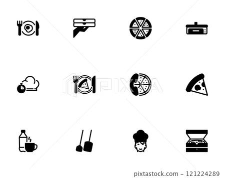 Simple vector icon on a theme pizza Simple vector icon on a theme pizza 121224289