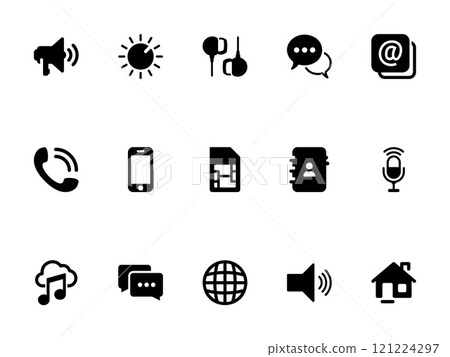 Simple vector icon on a theme mobile phone features 121224297