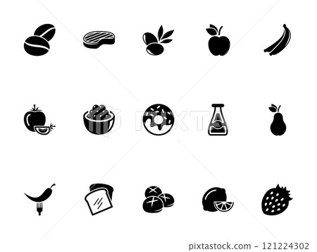 Simple vector icon on a theme food, meat, fruits, vegetables, sweets, caviar Simple vector icon on a theme food, meat, fruits, vegetables, sweets, caviar 121224302