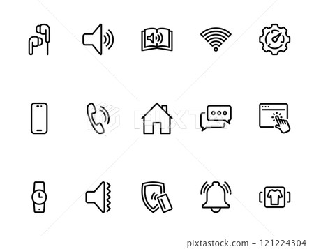 Simple vector icon on a theme audiobook, smartphone, app, smart watch, headphones 121224304