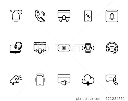 Simple vector icon on a theme sound notifications 121224331