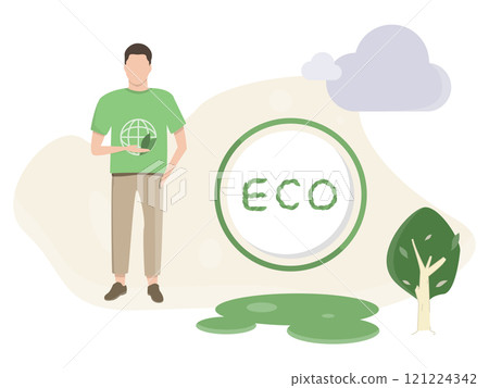 Vector illustration on the theme of environmental awareness, care, conservation of nature 121224342