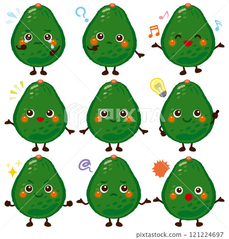 綠色酪梨人物面部表情集 121224697