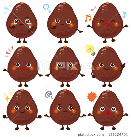 棕色酪梨人物面部表情集 121224701