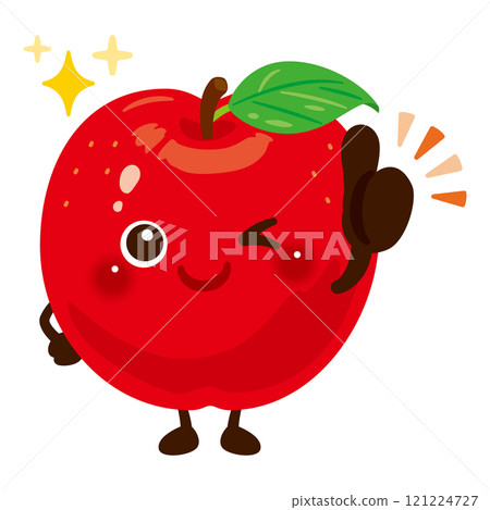 Character illustration of an apple giving a good sign Character illustration of an apple giving a good sign 121224727
