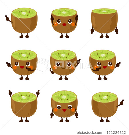 Green kiwi character set pointing 121224812