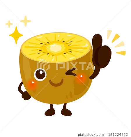 金色獼猴桃的人物插圖給了一個好兆頭 121224822