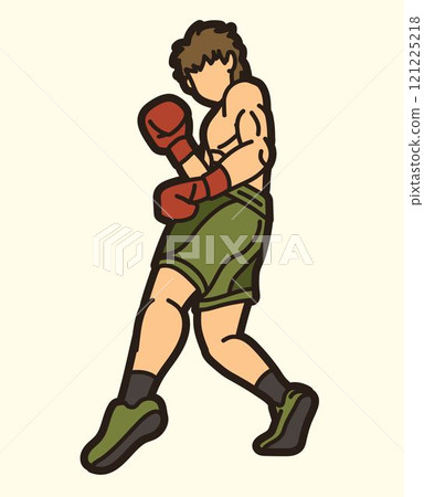 Boxing Sport Fighter Action  Kickboxing Muay Thai Cartoon Graphic Vector 121225218