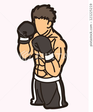 Boxing Sport Fighter Action Kickboxing Muay Thai Cartoon Graphic Vector Boxing Sport Fighter Action Kickboxing Muay Thai Cartoon Graphic Vector 121225219