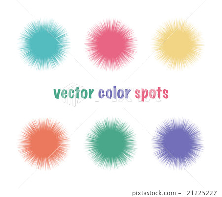 Set of color editable fur spots. Bright circles background. Summer colors abstract shapes for your design 121225227