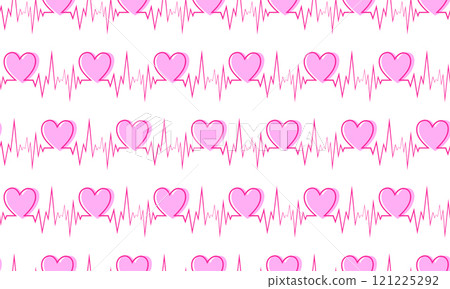 Heartbeat Vector Seamless Pattern. Pulse Line. Cardiogram on White Background. Love, Valentine Day Heartbeat Vector Seamless Pattern. Pulse Line. Cardiogram on White Background. Love, Valentine Day 121225292