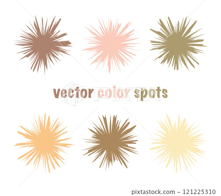 Set of color editable sharp spots. Nude pastel crystal circles. Gentle beige abstract shapes for your design 121225310