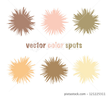 Set of color editable sharp spots. Nude pastel crystal circles. Gentle beige abstract shapes for your design Set of color editable sharp spots. Nude pastel crystal circles. Gentle beige abstract shapes for your design 121225311