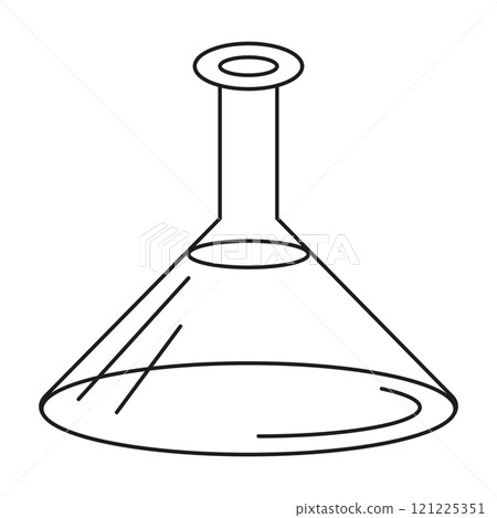 Lab test conical tube icon thin line isolated illustration outline. Medicine equipment. Chemistry laboratory research 121225351