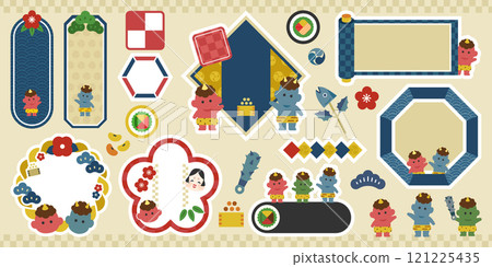 節分日 | 可愛的惡魔和ehomaki流行日式設計集向量素材無文字 121225435