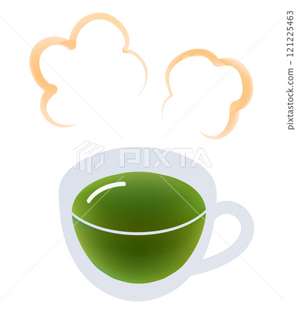 Cute vector illustration of steaming matcha tea 121225463