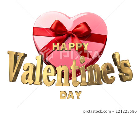 3DCG characters "Happy Valentine's Day" in gold 121225580