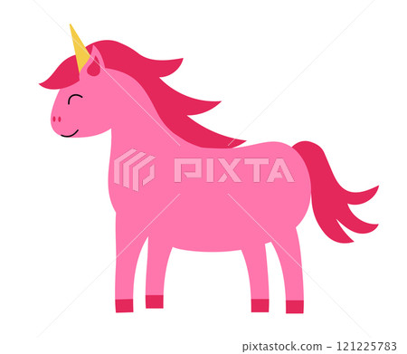 Pink unicorn. Children vector flat illustration. Pink unicorn. Children vector flat illustration. 121225783