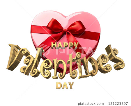 3DCG characters "Happy Valentine's Day" in gold 3DCG characters "Happy Valentine's Day" in gold 121225897