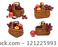fresh fruit in a wicker basket on a white background 121225993