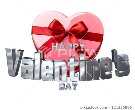 3DCG characters "Happy Valentine's Day" Silver, Silver 3DCG characters "Happy Valentine's Day" Silver, Silver 121225996