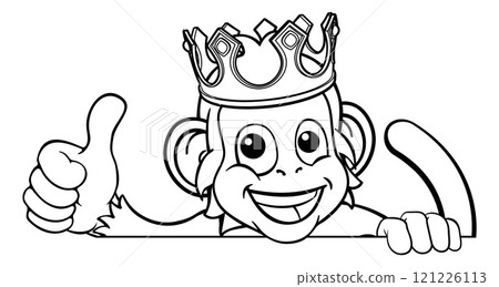 Monkey King Crown Cartoon Animal Thumbs Up Sign Monkey King Crown Cartoon Animal Thumbs Up Sign 121226113