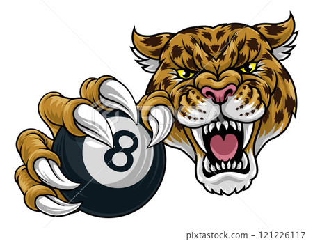 Jaguar Leopard Cheetah Pool Billiards Ball Mascot Jaguar Leopard Cheetah Pool Billiards Ball Mascot 121226117