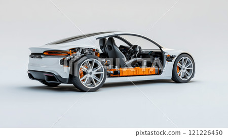 Cutaway view of an electric car 121226450