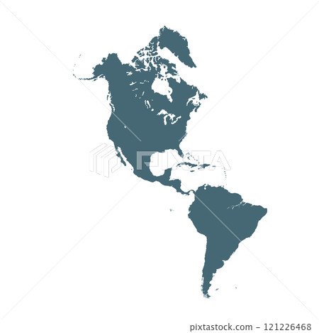 Map of North and South America, sign silhouette. World Map Globe. Vector Illustration isolated on white background. American continent 121226468