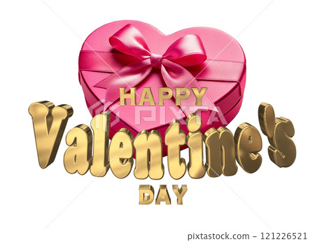 3DCG characters "Happy Valentine's Day" in gold 121226521
