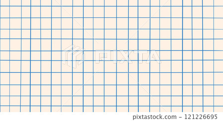 Graph ink doodle check paper. Printable squared grid paper with color lines. Geometric background for school, wrapping, invitations, card, scrapbooking, notebook, diary. Realistic lined paper blank 121226695