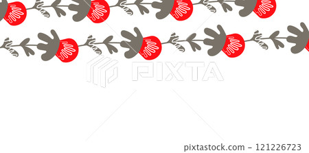 Spring illustration with tulips. Happy birthday, holiday, celebration greeting and invitation card. Colorful floral banner with flowers on light background. Modern floral compositions. Copy space 121226723