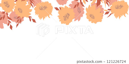 Spring illustration with tulips. Happy birthday, holiday, celebration greeting and invitation card. Colorful floral banner with flowers on light background. Modern floral compositions. Copy space 121226724
