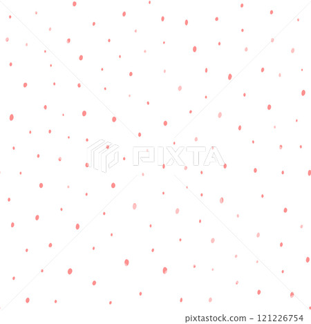 Abstract hand drown polka dots background. White dotted seamless pattern with pink circles. Template design for invitation, poster, card, flyer, textile, fabric 121226754