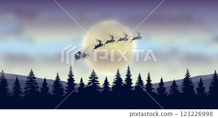 christmas banner santa claus in a sleigh with reindeer vector illustration christmas banner santa claus in a sleigh with reindeer vector illustration 121226998