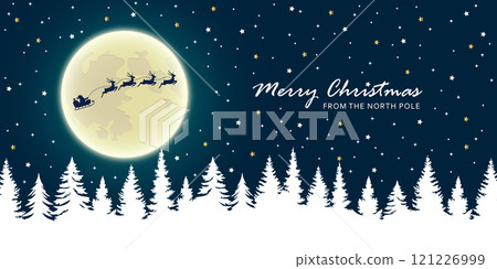 christmas banner santa claus in a sleigh with reindeer vector illustration 121226999