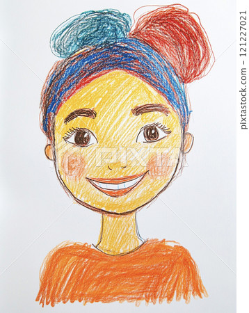 Crayon portrait of a woman AI image 121227021