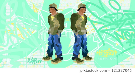 Modern Abstract Urban Street Art Graffiti Style Cartoon Fashion Character Vector Illustration Modern Abstract Urban Street Art Graffiti Style Cartoon Fashion Character Vector Illustration 121227045