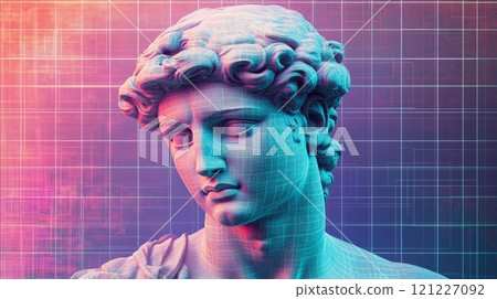 Marble Statue with Digital Grid Background 121227092