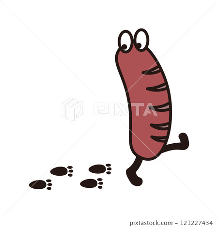 香腸性格和足跡的碳足跡插畫素材 香腸性格和足跡的碳足跡插畫素材 121227434