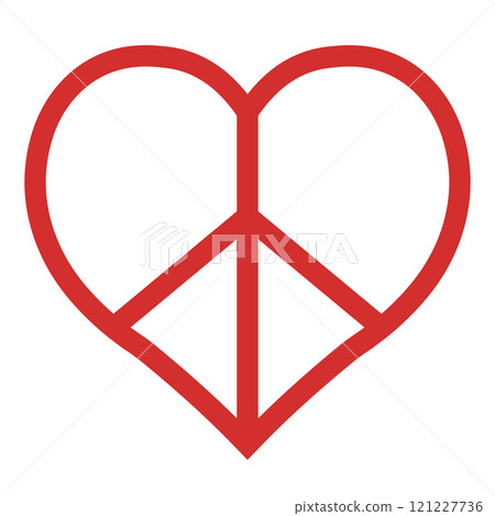 Heart with peace symbol, sign hippie pacifist anti war nonviolence 121227736