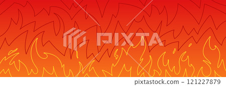 Fire outline background with flame effect. Red graphic heat and burning energy. Flat vector illustration isolated on white . 121227879