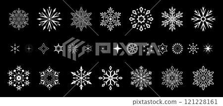 Snowflakes icon collection. Graphic modern black and white ornament 121228161