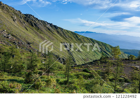 草津白根山南麓山丘的夏日風景 121228492