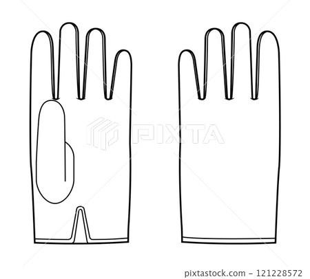 Wrist Length Gloves Fashion hand accessory clothing technical illustration garment. Vector front palm back view Wrist Length Gloves Fashion hand accessory clothing technical illustration garment. Vector front palm back view 121228572