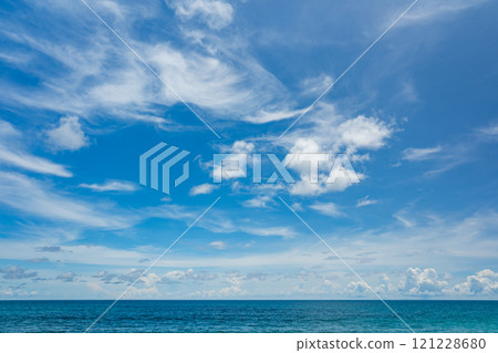 Beautiful clouds in sunny sky over sea nature background Beautiful clouds in sunny sky over sea nature background 121228680