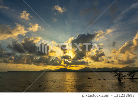 Beautiful clouds in sunset or sunrise over sea,Colorful scenery sunset sky, Amazing clouds wonderful light sky background Beautiful clouds in sunset or sunrise over sea,Colorful scenery sunset sky, Amazing clouds wonderful light sky background 121228692