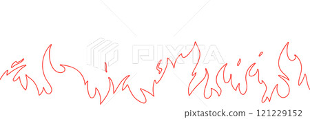 Fire outline background with flame effect. Red graphic heat and burning energy. Flat vector illustration isolated on white . 121229152